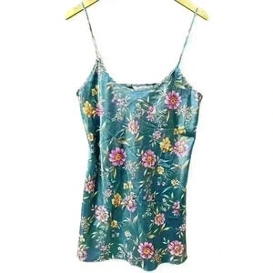 VINTAGE PRIVATE LUXURIES 90s Y2K Floral Print Silky Mini Slip Dress Women Med